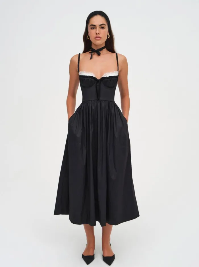 Women Doris Midi Dress Black For Love and Lemons Dresses