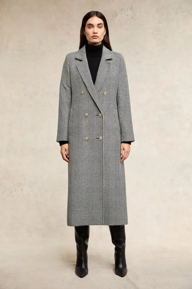 Women Double Breasted Coat Prince Of Wales Mono Holland Cooper Tailoring