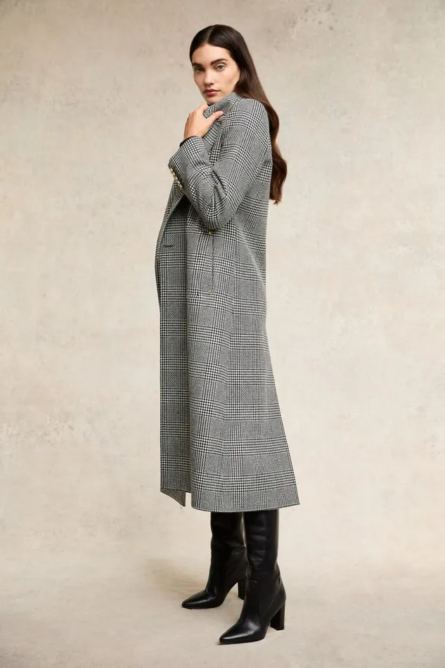 Women Double Breasted Coat Prince Of Wales Mono Holland Cooper Tailoring