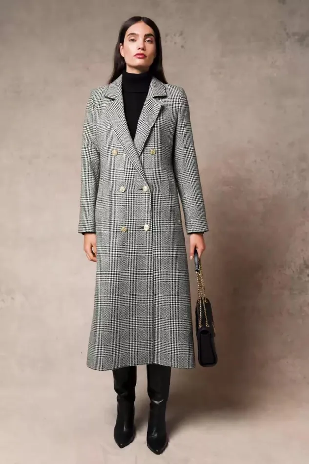 Women Double Breasted Coat Prince Of Wales Mono Holland Cooper Tailoring