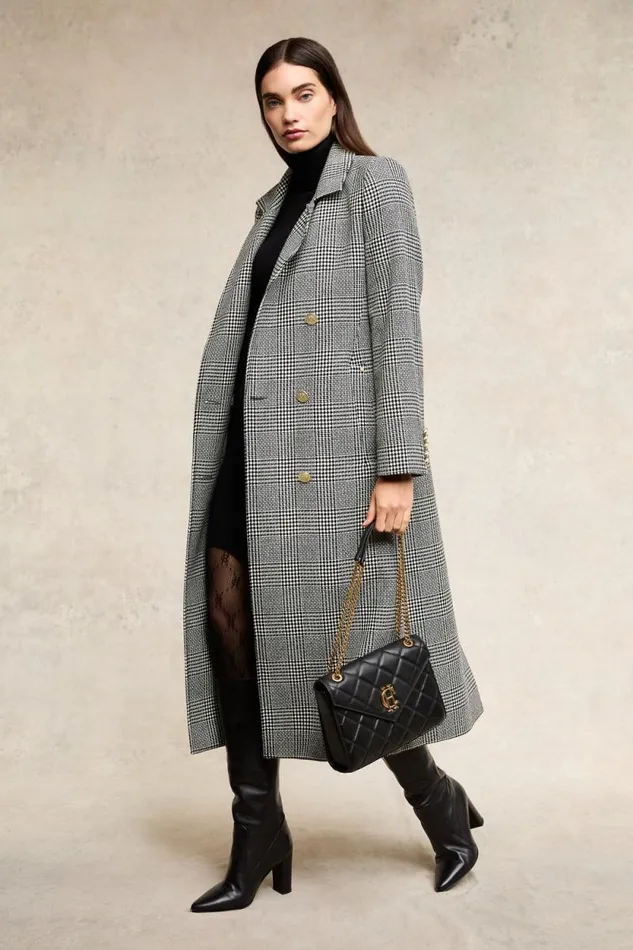 Women Double Breasted Coat Prince Of Wales Mono Holland Cooper Tailoring