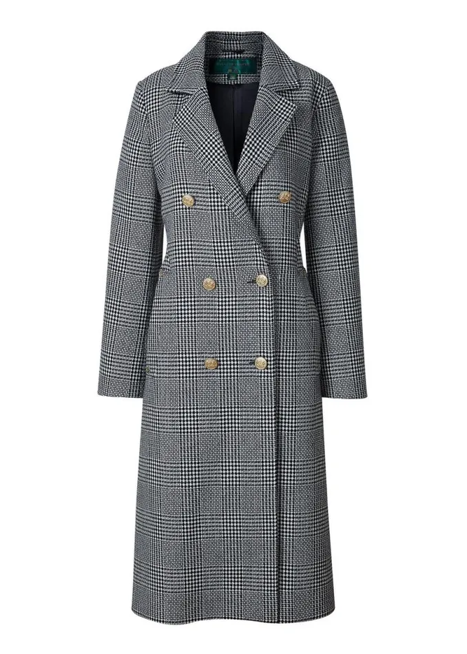 Women Double Breasted Coat Prince Of Wales Mono Holland Cooper Tailoring