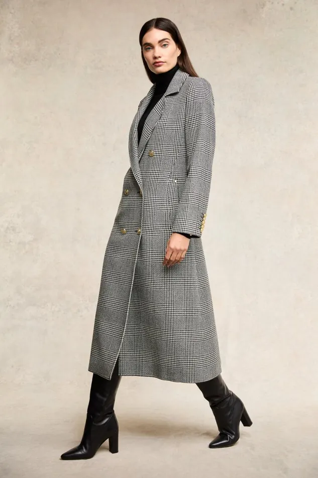 Women Double Breasted Coat Prince Of Wales Mono Holland Cooper Tailoring