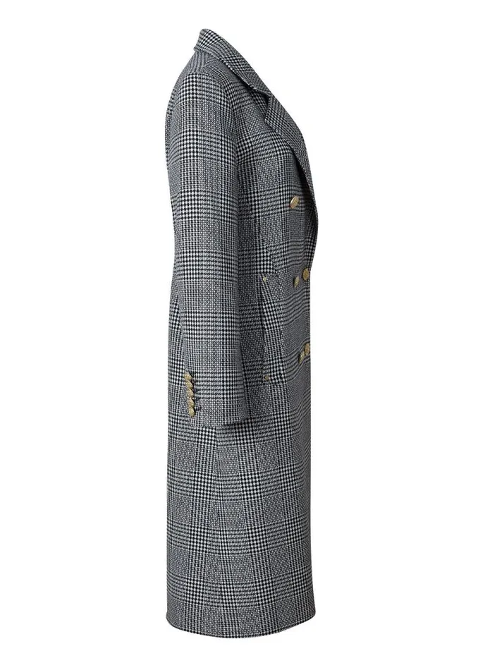 Women Double Breasted Coat Prince Of Wales Mono Holland Cooper Tailoring