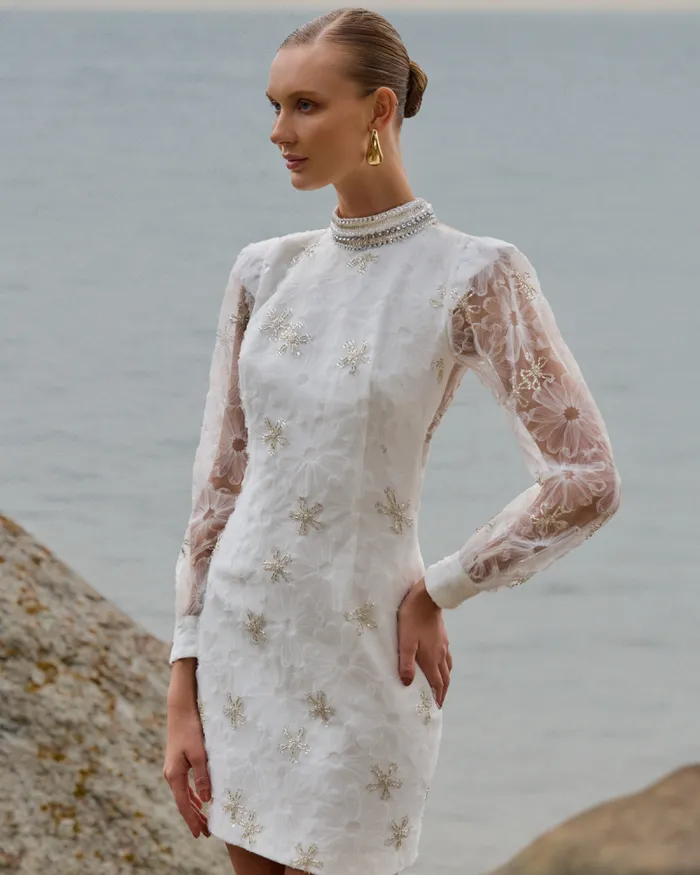 Women Dresses and Jumpsuits PatBO BEADED LACE MINI DRESS White