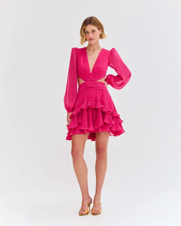 Women Dresses and Jumpsuits PatBO DEEP V CUTOUT MINI DRESS Pink