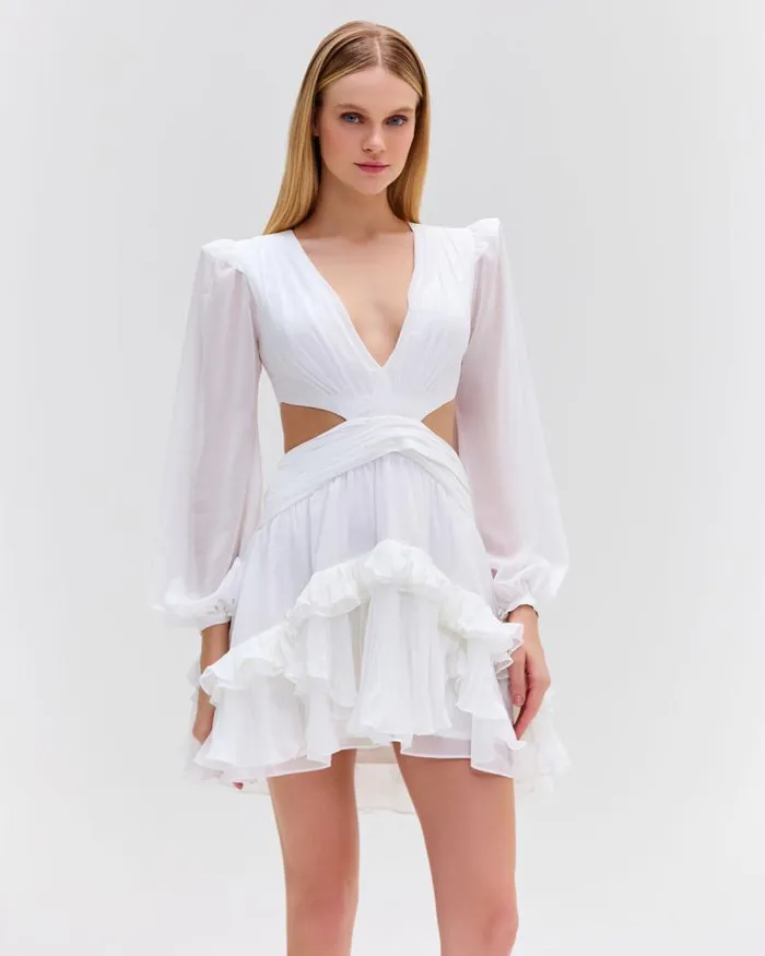 Women Dresses and Jumpsuits PatBO DEEPV CUTOUT MINI DRESS White