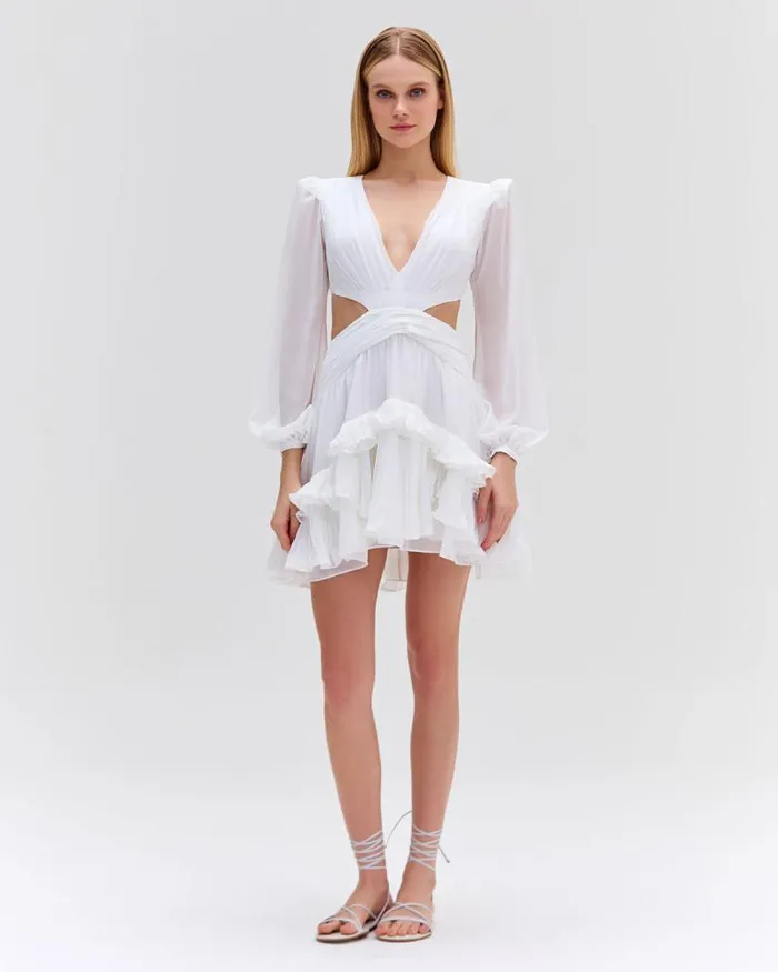 Women Dresses and Jumpsuits PatBO DEEPV CUTOUT MINI DRESS White