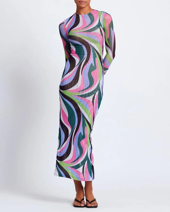 Women Dresses and Jumpsuits PatBO DELOS PRINTED TULLE MAXI DRESS FINAL SALE Black Multi