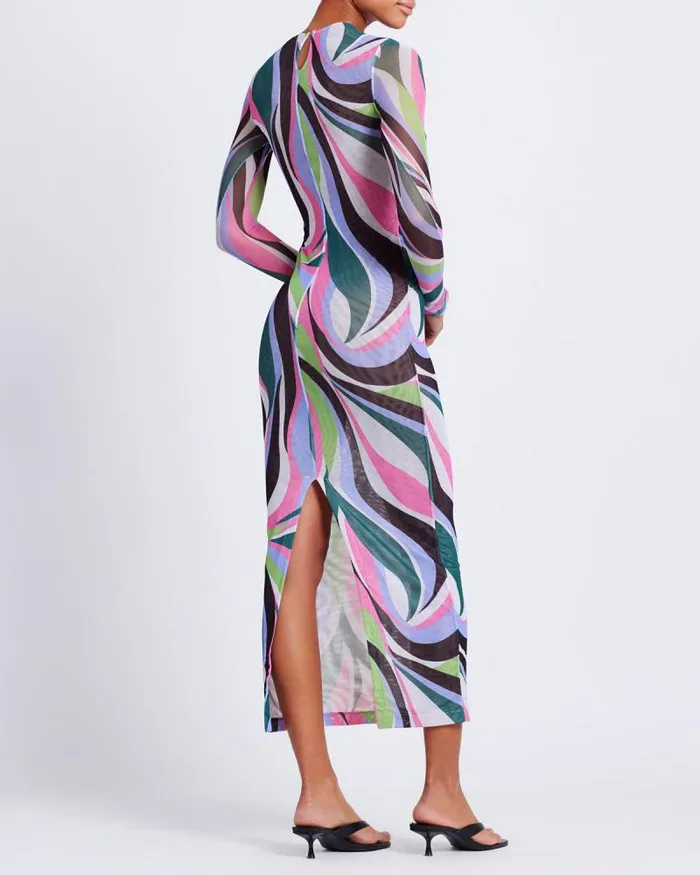 Women Dresses and Jumpsuits PatBO DELOS PRINTED TULLE MAXI DRESS FINAL SALE Black Multi