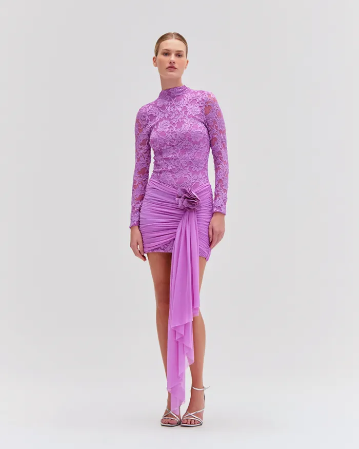 Women Dresses and Jumpsuits PatBO Embroidered Lace Mini Dress Bright Lilac
