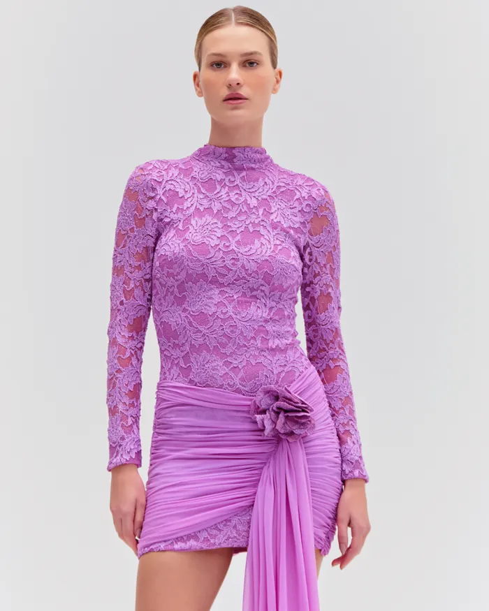 Women Dresses and Jumpsuits PatBO Embroidered Lace Mini Dress Bright Lilac