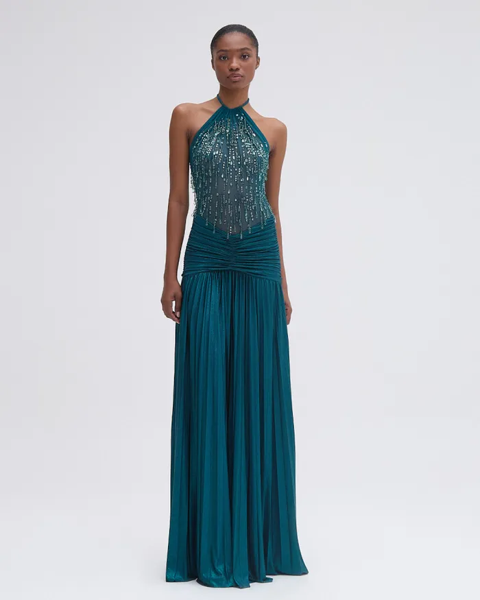 Women Dresses and Jumpsuits PatBO HandBeaded Tulle And Jersey Gown RUNWAY Green