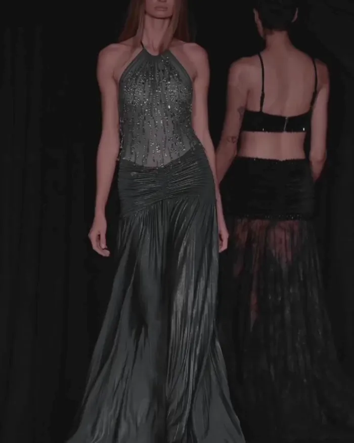 Women Dresses and Jumpsuits PatBO HandBeaded Tulle And Jersey Gown RUNWAY Green