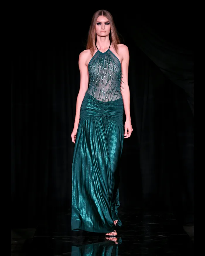 Women Dresses and Jumpsuits PatBO HandBeaded Tulle And Jersey Gown RUNWAY Green