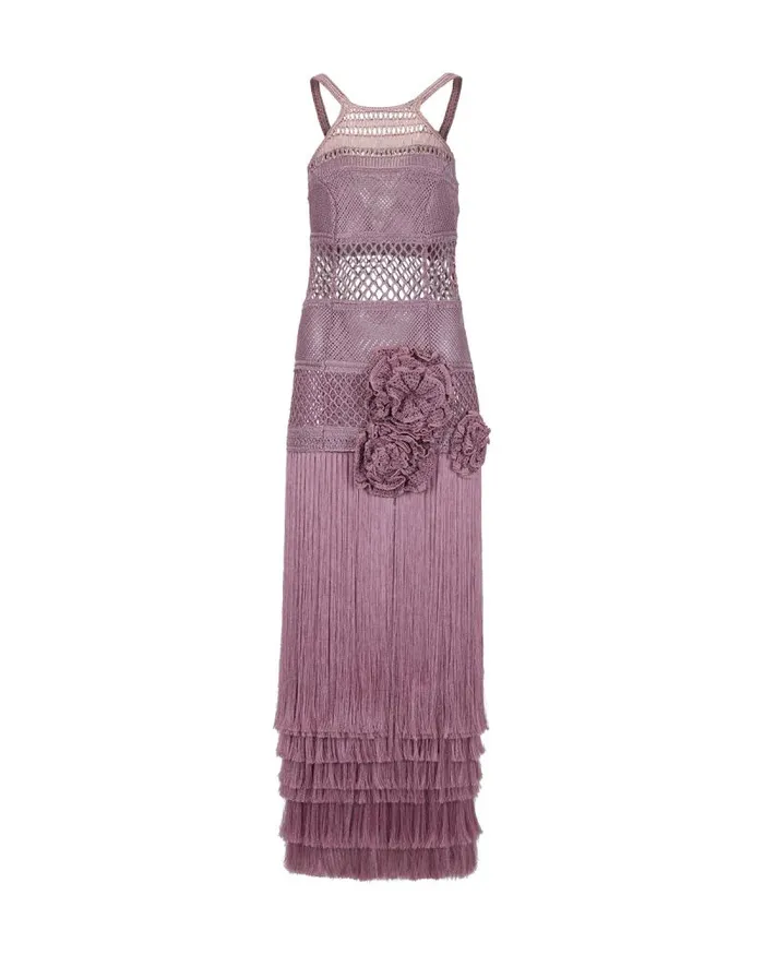 Women Dresses and Jumpsuits PatBO Latticework Fringe Maxi Dress FINAL SALE Lilac