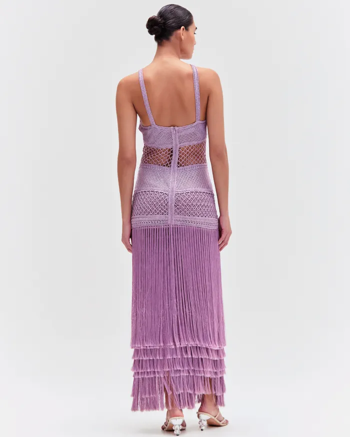 Women Dresses and Jumpsuits PatBO Latticework Fringe Maxi Dress FINAL SALE Lilac