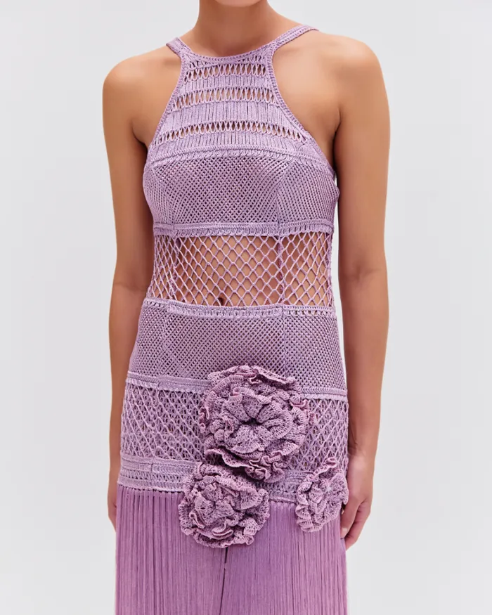 Women Dresses and Jumpsuits PatBO Latticework Fringe Maxi Dress FINAL SALE Lilac