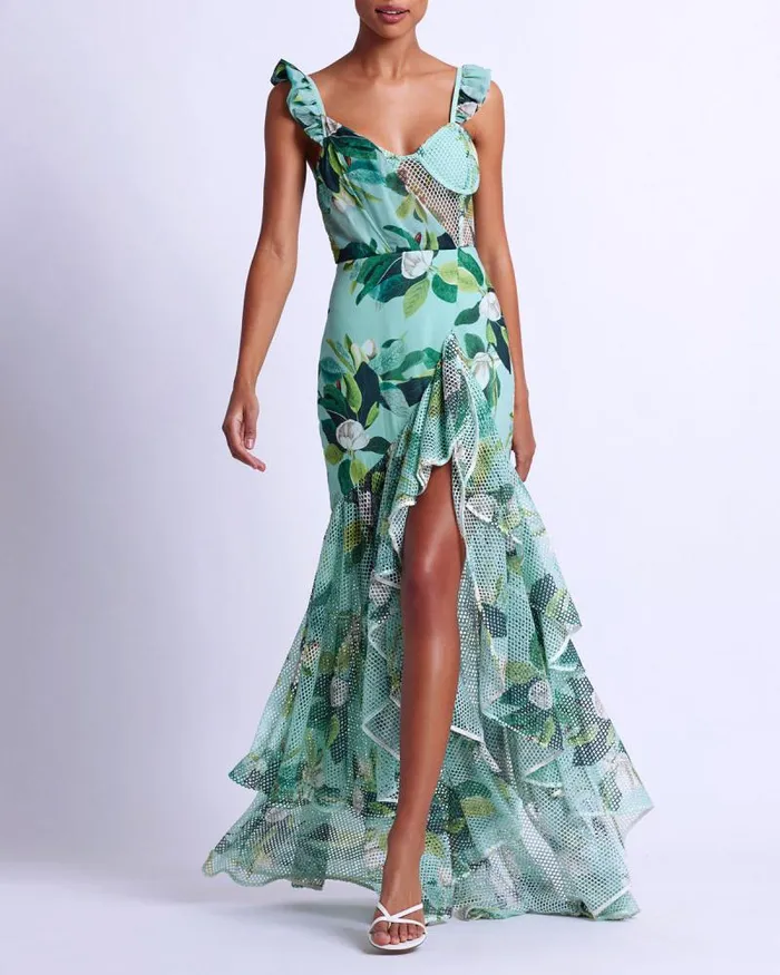 Women Dresses and Jumpsuits PatBO Magnolia Bustier Maxi Dress FINAL SALE Green Multi