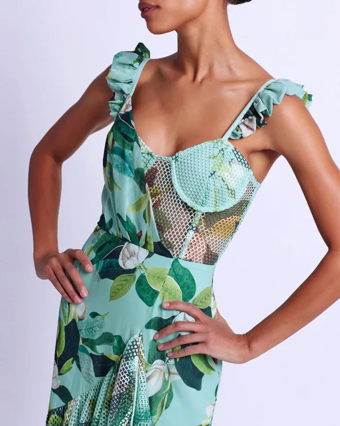 Women Dresses and Jumpsuits PatBO Magnolia Bustier Maxi Dress FINAL SALE Green Multi