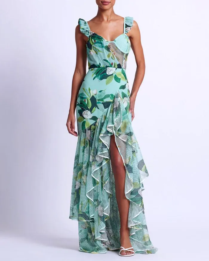 Women Dresses and Jumpsuits PatBO Magnolia Bustier Maxi Dress FINAL SALE Green Multi