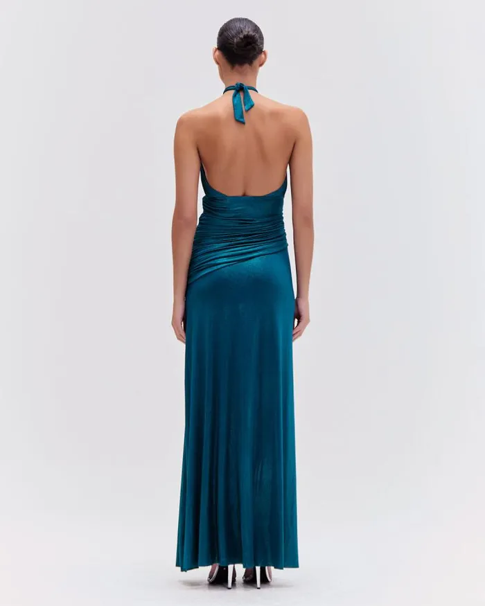 Women Dresses and Jumpsuits PatBO Metallic Jersey Halterneck Maxi Dress Emerald