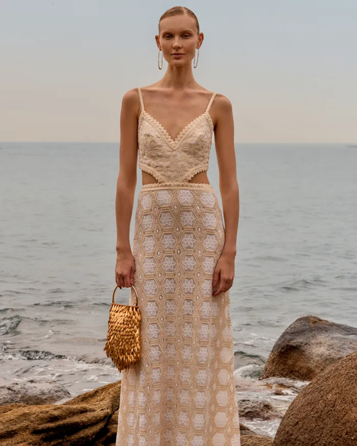 Women Dresses and Jumpsuits PatBO NATURAL CROCHET DRESS Off White