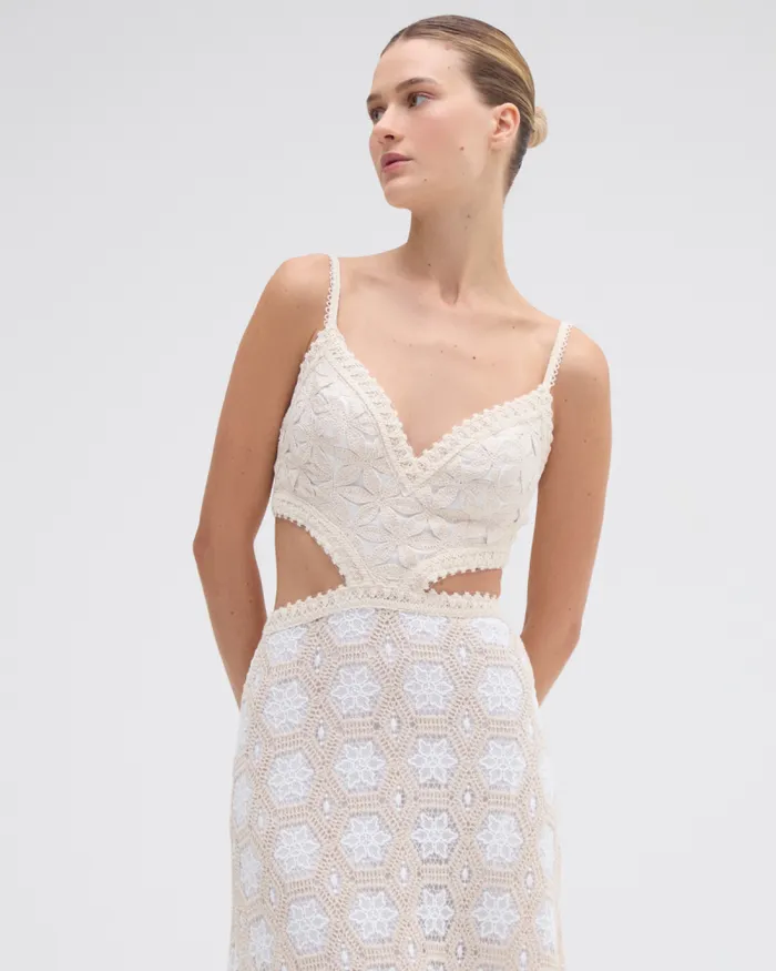 Women Dresses and Jumpsuits PatBO NATURAL CROCHET DRESS Off White