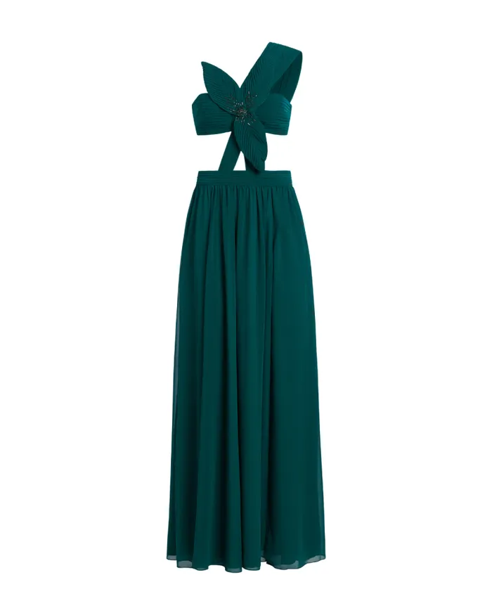 Women Dresses and Jumpsuits PatBO One Shoulder Cutout Flower Gown FINAL SALE Galapagos