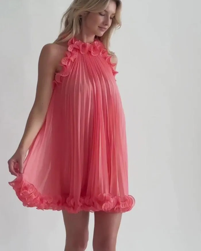 Women Dresses and Jumpsuits PatBO Pleated High Neck Mini Dress FINAL SALE Pche