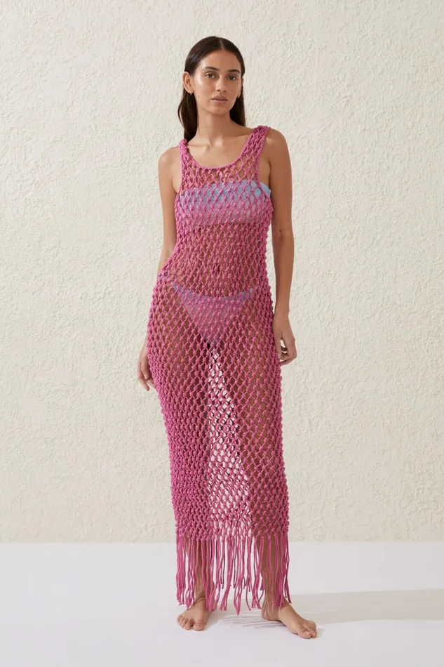 Women Dresses Cotton On Macrame Beach Maxi Dress Strawberry Moon