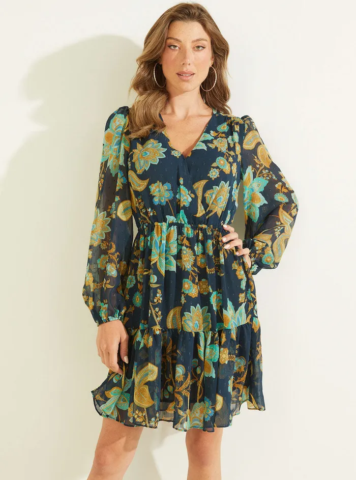 Women Dresses GUESS Eco Green Nature Print Cassandre Mini Dress