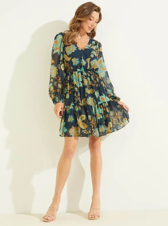 Women Dresses GUESS Eco Green Nature Print Cassandre Mini Dress Women Dresses GUESS Eco Green Nature Print Cassandre Mini Dress
