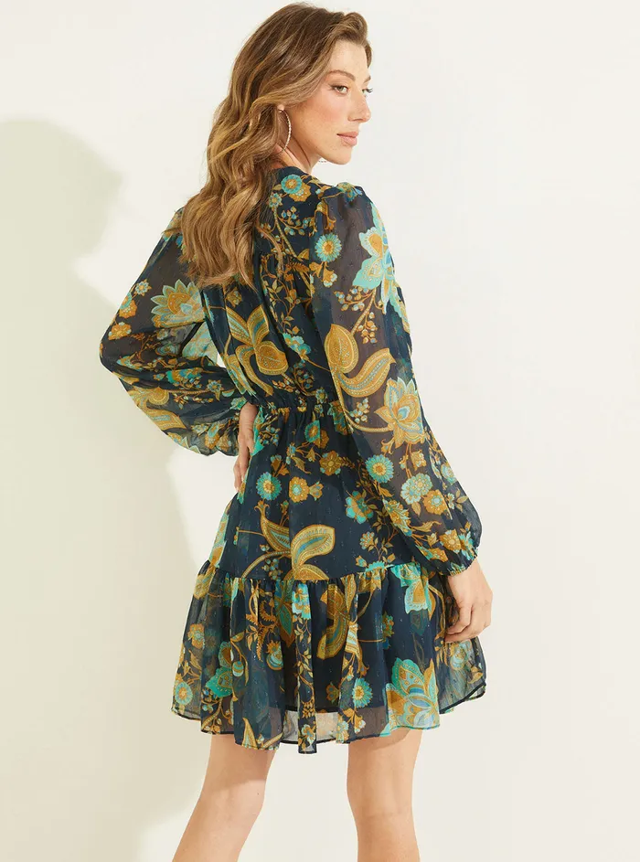 Women Dresses GUESS Eco Green Nature Print Cassandre Mini Dress Women Dresses GUESS Eco Green Nature Print Cassandre Mini Dress