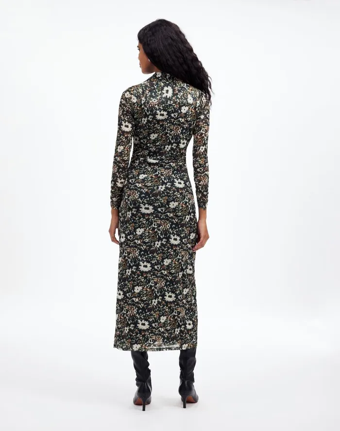 Women Dresses Madewell LongSleeve Polo Midi Dress In Floral Mossy Umber