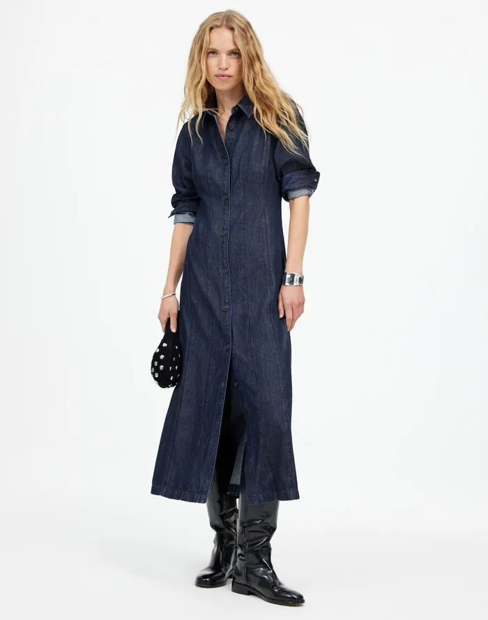 Women Dresses Madewell Seamed Midi Shirtdress In Segovia Wash Airy Denim Edition Segovia Wash
