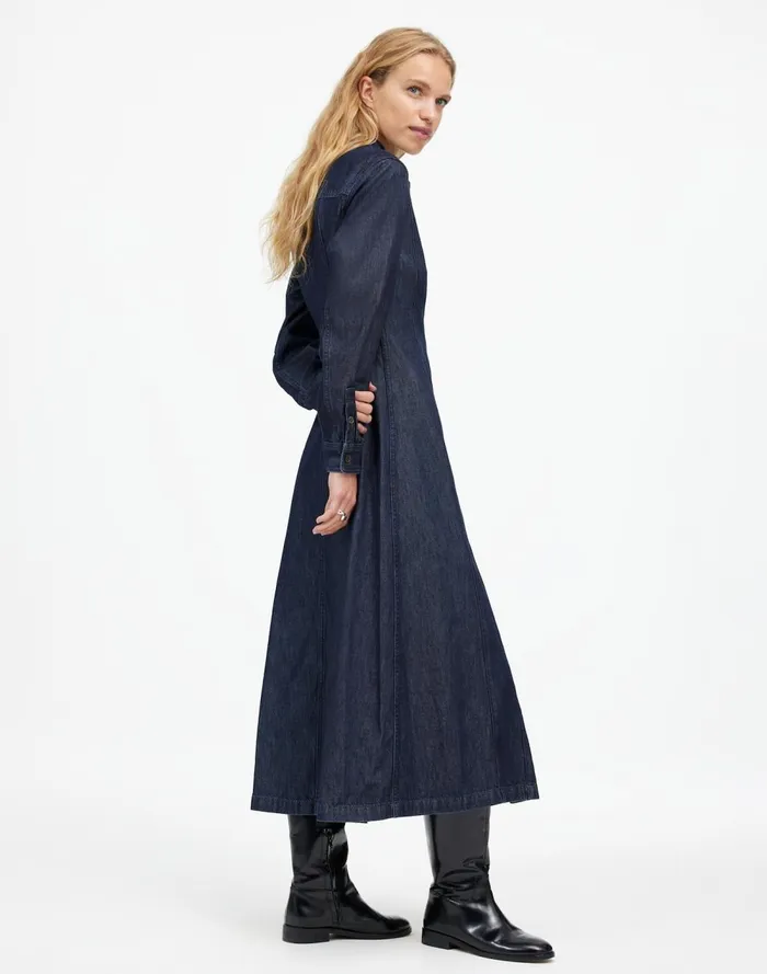Women Dresses Madewell Seamed Midi Shirtdress In Segovia Wash Airy Denim Edition Segovia Wash