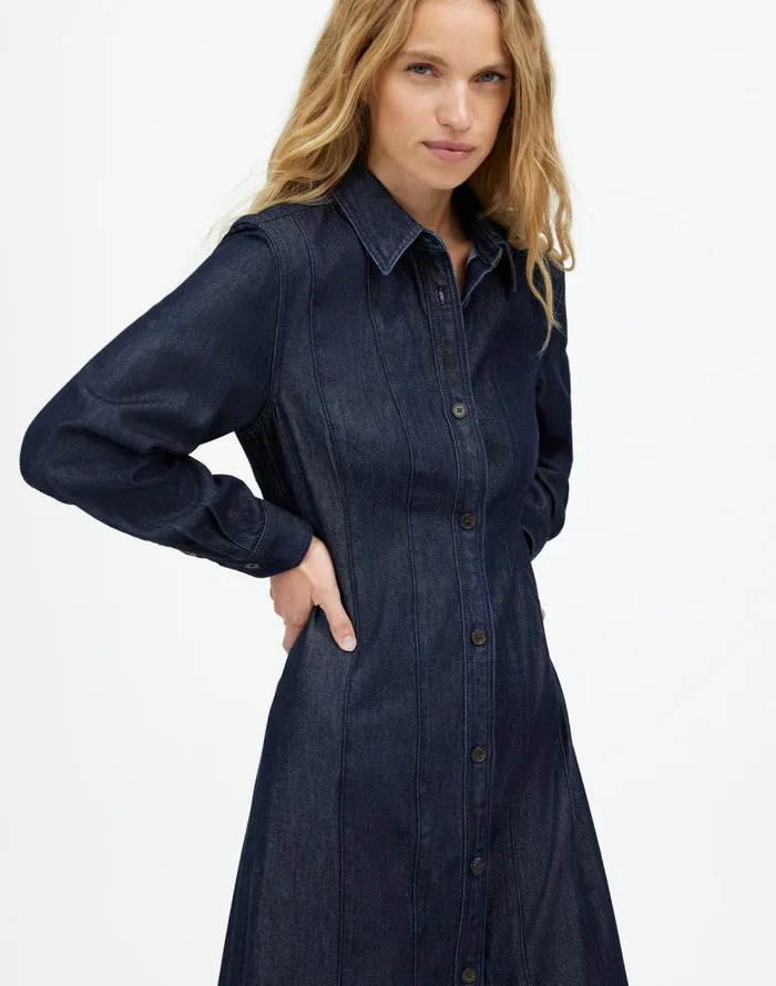 Women Dresses Madewell Seamed Midi Shirtdress In Segovia Wash Airy Denim Edition Segovia Wash