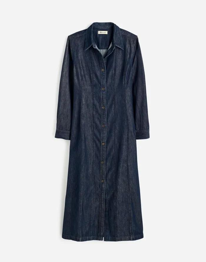 Women Dresses Madewell Seamed Midi Shirtdress In Segovia Wash Airy Denim Edition Segovia Wash