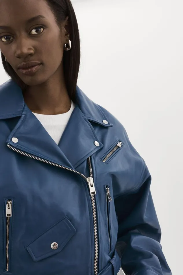 Women DYLAN 80039s Leather Biker Jacket Midnight Blue LAMARQUE Leather Jackets Women DYLAN 80039s Leather Biker Jacket Midnight Blue LAMARQUE Leather Jackets
