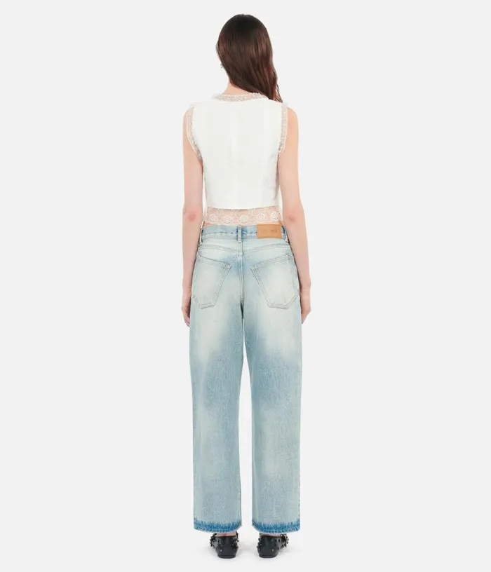 Women Ecru Sleeveless Top With Lace THE KOOPLES Blouses and Shirts