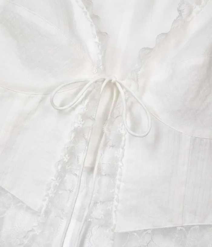 Women Ecru Sleeveless Top With Lace THE KOOPLES Blouses and Shirts