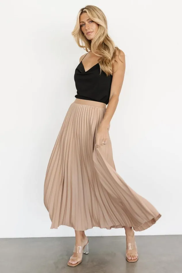 Women Elliot Pleated Satin Skirt Sand Baltic Born Skirts