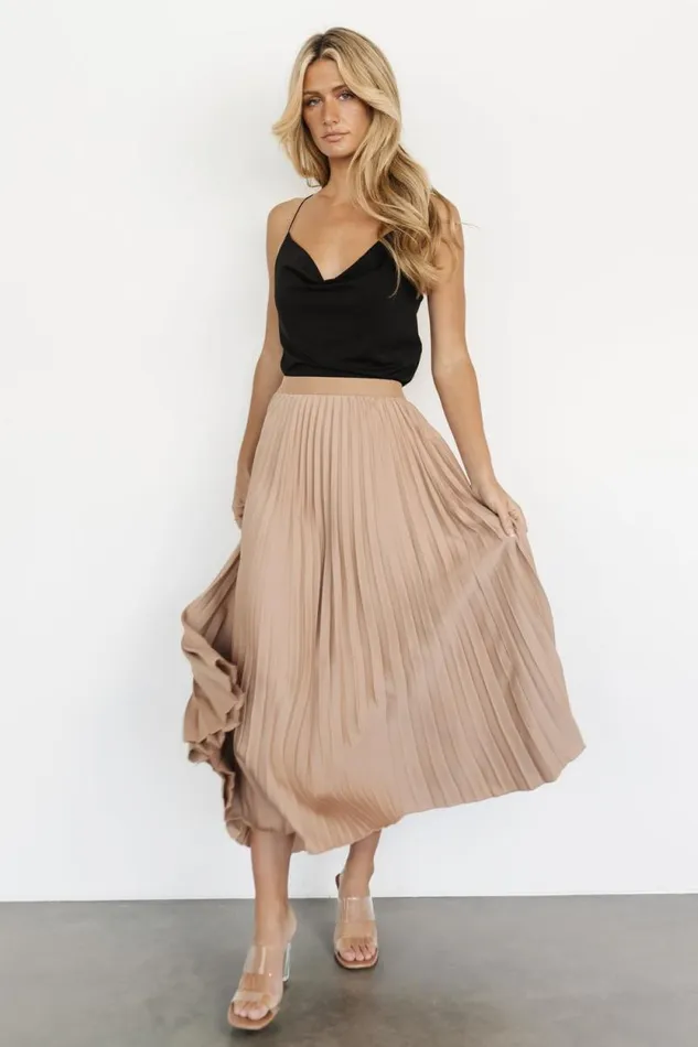 Women Elliot Pleated Satin Skirt Sand Baltic Born Skirts