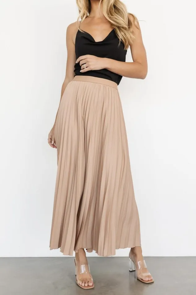 Women Elliot Pleated Satin Skirt Sand Baltic Born Skirts