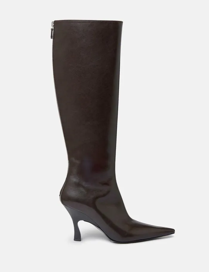 Women Elsa KneeHigh Heeled Boots Coffee Brown Stella McCartney Boots