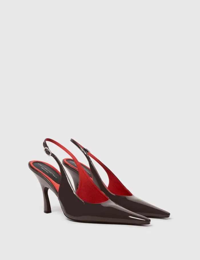Women Elsa Pointed Toe Slingbacks Coffee Stella McCartney Heels