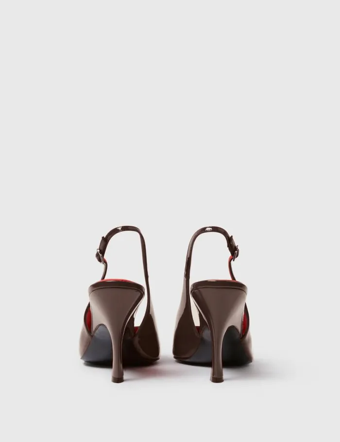 Women Elsa Pointed Toe Slingbacks Coffee Stella McCartney Heels