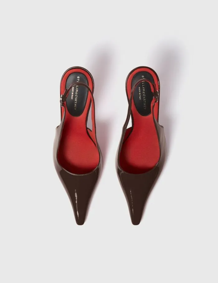 Women Elsa Pointed Toe Slingbacks Coffee Stella McCartney Heels