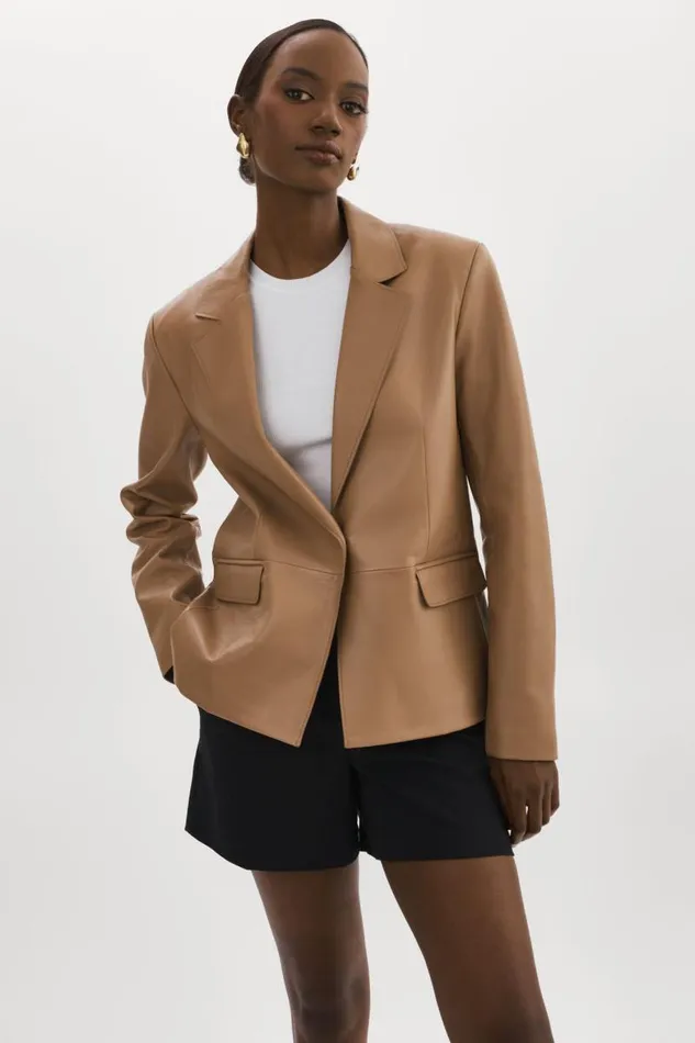 Women ELZA Leather Blazer Mocha LAMARQUE Blazers